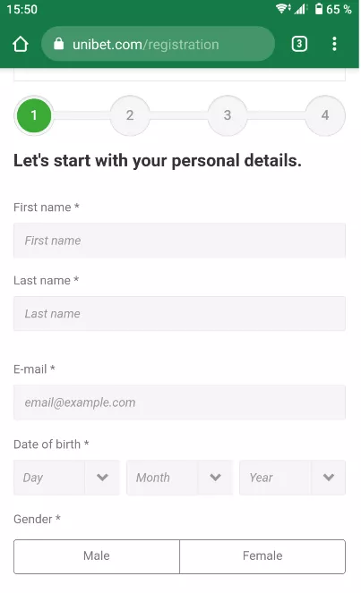 Unibet Registration 2